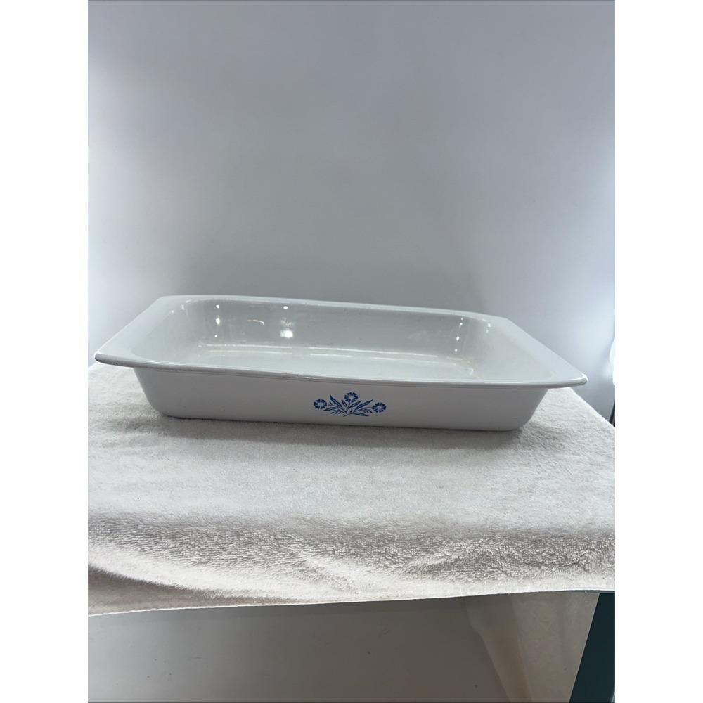 VTG. CORNING WARE - BLUE CORNFLOWER P-76-B OPEN ROASTER LASAGNA BAKING PAN